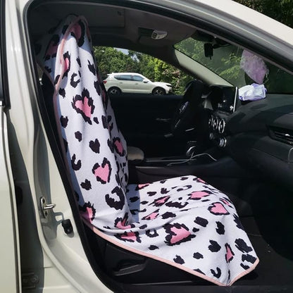 Car Seat Cover Protector Front Seats,for Gym Workout,Running,Swimming,Beach and Hiking,Waterproof Sweat Towel Bucket Seat Covers for Cars SUV Trucks (Leopard Print, 2Pcs)