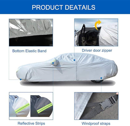 KouKou Oxford Car Cover Waterproof All Weather for Automobiles, Fit Sedan Toyota Corolla, Hyundai Elantra, Mazda 3, Nissan Sentra, BMW 3 Series, Lexus IS250,etc (185 X 70 X 59 inch)