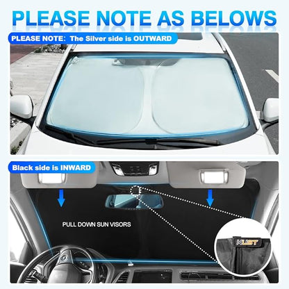 KUST Windshield Sun Shade for 2017-2024 Chevrolet Bolt EV Hatchback Accessories (NOT for Chevy Bolt EUV) Window Sunshade Sun Visor Protector Foldable Blocks UV Rays Keep Your Car Cooler