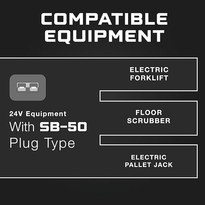 FORM 24 Volt Battery Charger for Genie Skyjack, JLG Scissor Lift, Forklift, Electric Pallet Jack, Floor Scrubber - 24V 25A (24V SB-50)