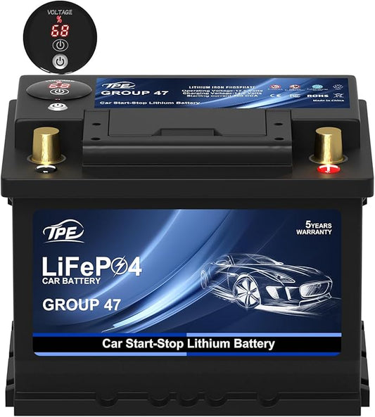 TPE Car Start-Stop Lithium Battery BCI Group47 LiFePO4 Lithium-ion Car Battery Lightweight Design Auto Lithium Battery 12.8V 600A High-Performance