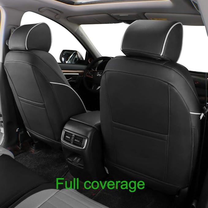 EKR Accord Seat Covers for Cars Honda Accord LX 2018 2019 2020 2021 2022(Rear Row W/Solid Backrest),Leather Seat Covers,Automotive Seat Covers,Car Seat Protector,Leather(Black/Gray)