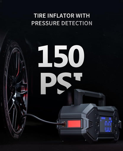 Portable Car Jump Starter 3000A with Air Compressor 12V Battery Jumper Emergency for 8.0L Gas & Diesel Engines Power Booster Start Boost Charger Box and Power Bank, for All Weather (GK-J1206P)