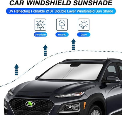 KUST Windshield Sun Shade for 2018-2023 Hyundai Kona Accessories Sunshade Window Sun Visor Protector Foldable Blocks UV Rays Keep Your Car Cooler