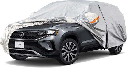 Kayme 6 Layers SUV Car Cover Custom Fit for VW Volkswagen Taos(2021-2025) Waterproof All Weather for Automobiles, Outdoor Full Cover Rain Sun UV Protection.Silver