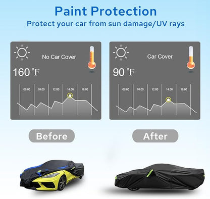 Avecrew for Chevrolet Corvette C3 Car Cover Waterproof All Weather for Automobiles, Outdoor Full Exterior Covers Fit 1968-1982 Corvette C3 with Windproof Strap and Driver Door Zipper
