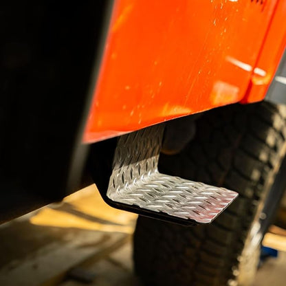 CJ5 Side Steps Compatible with Jeep © CJ Vehicles (Pair) - Solid Steel Construction - Metal Diamond Treadplate Traction Design - Universal Fitment on Classic CJ-5 (CJ5 Cutout)