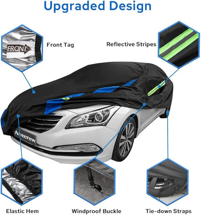 Avecrew Car Cover Waterproof All Weather for Automobiles, Outdoor Heavy Duty Full Exterior Covers for Sedan(194"-208")