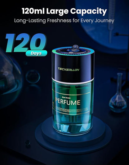 Car Air Freshener, Car Diffuser with RGB Ambient Light & Starry Ceiling, 4 Smart Scent Modes, 120-Day Runtime, Auto On/Off,USB-C Rechargeable, Ocean-Inspired Fragrance, 120ML