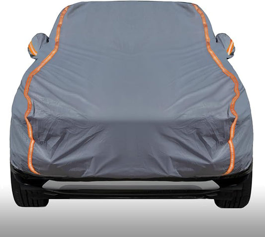 KEYOOG Universal Waterproof Heavy Weight Full Car Covers, Fit SUVs, All Weather, Outdoor Full Cover Weatherproof UV Sun Protection Snow Dust Storm Resistant with PEVA Cotton, Fit Length 178"-189"