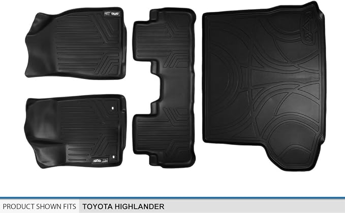 MAXLINER All Weather Custom Fit 2 Row & Cargo Liner Behind The 2nd Row Floor Mat Liner Set Compatible with 2014-2019 Toyota Highlander