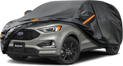Kayme 7 Layers SUV Car Cover Custom Fit for Ford Edge (2015-2025) Waterproof All Weather for Automobiles, Outdoor Full Cover Rain Sun UV Protection.Black
