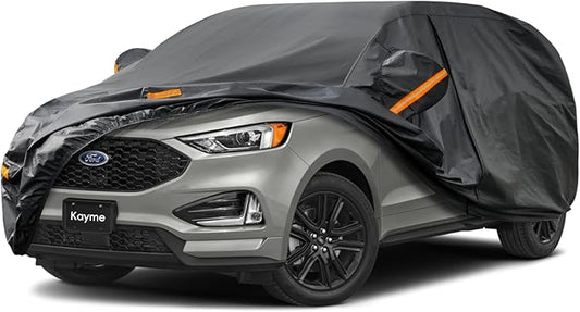 Kayme 7 Layers SUV Car Cover Custom Fit for Ford Edge (2015-2025) Waterproof All Weather for Automobiles, Outdoor Full Cover Rain Sun UV Protection.Black