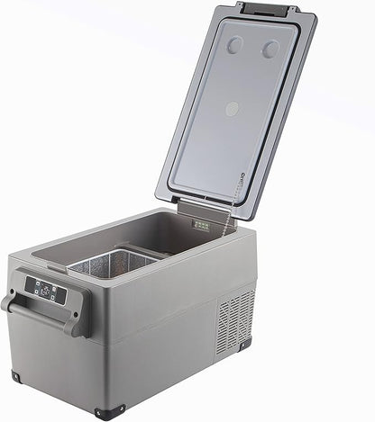 VEVOR CF35 Portable 37 Quart(35 Liter) 12 Volt App Control(-4℉~68℉), Car Refrigerator Dual Zone with 12/24v DC & 110-240v AC for Camping, Travel, Fishing, Outdoor or Home Use, Black+Gray