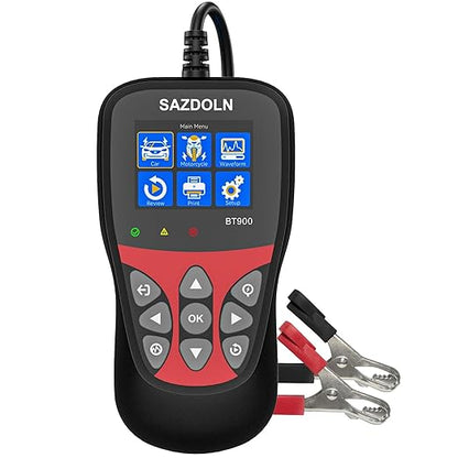 BT900 Car-Battery-Tester 6V 8V 12V, Automotive 100-2000CCA Battery-Load-Tester Analyzer, Digital Auto Battery Analyzer for Car Truck Marine Motorcycle SUV Boat,Black ﻿