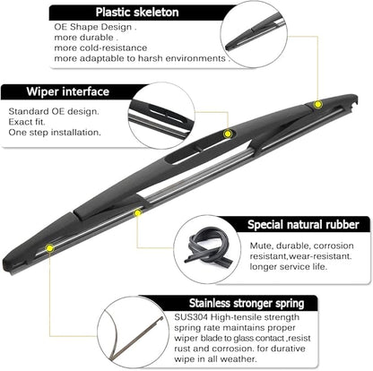 AUTOBOO 24"+22" Windshield Wipers with 12" Rear Wiper Blade Replacement for Ford Flex 2009 2010 2011 2012 2013 2014 2015 2016 2017 2018 2019 -Original Factory Quality (Pack of 3)