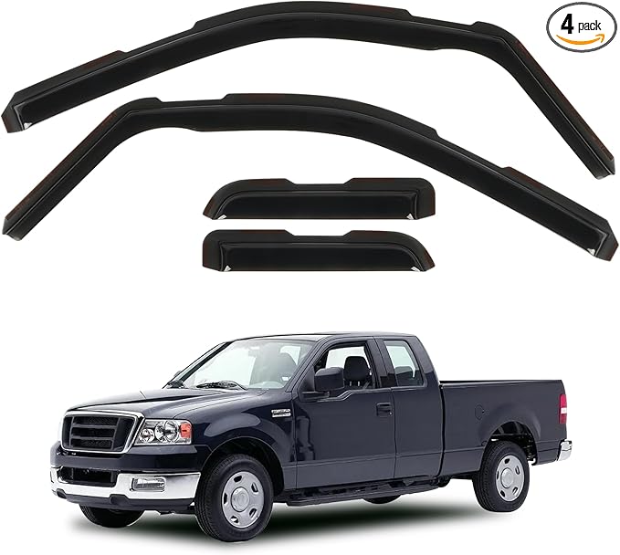 4PCS in Channel Rain Guards for 2004-2014 Ford F150 Extended Super Cab, Durable Side Window Deflectors,Vent Window Visors Shade Shield, 2005 2006 2007 2008 2009 2010 2011 2012 2013