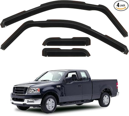 4PCS in Channel Rain Guards for 2004-2014 Ford F150 Extended Super Cab, Durable Side Window Deflectors,Vent Window Visors Shade Shield, 2005 2006 2007 2008 2009 2010 2011 2012 2013
