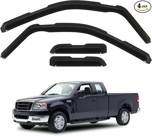 4PCS in Channel Rain Guards for 2004-2014 Ford F150 Extended Super Cab, Durable Side Window Deflectors,Vent Window Visors Shade Shield, 2005 2006 2007 2008 2009 2010 2011 2012 2013