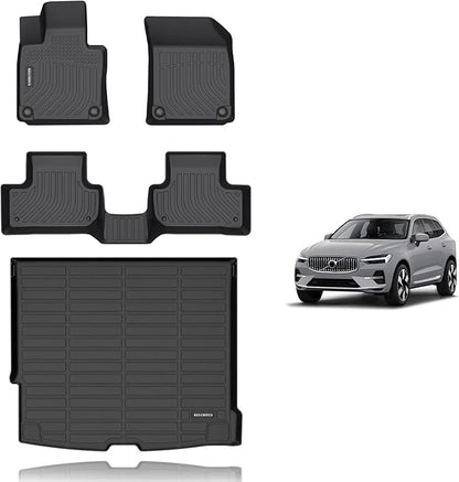 KELCSEECS® Floor Mats & Cargo Liner Custom for 2022-2025 Volvo XC60 Recharge All Weather Protection TPE Floor Liners Front& Rear Row Full Set Volvo XC60 Recharge Accessories Black