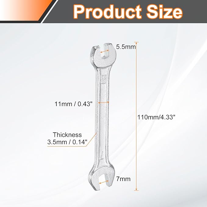 HARFINGTON 2pcs Double Open End Wrench 5.5mm x 7mm Metric 15 Degree Offset Angle Small Flat Head Wrench Galvanizing Open Ended Spanner for Automotive Repair Furniture Assembly