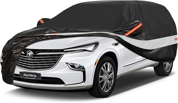 10 Layers SUV Car Cover Custom Fit for Buick Enclave (2007-2025), Waterproof All Weather for Automobiles, Outdoor Full Cover Sun Dust Rain Protection with Cotton. Black