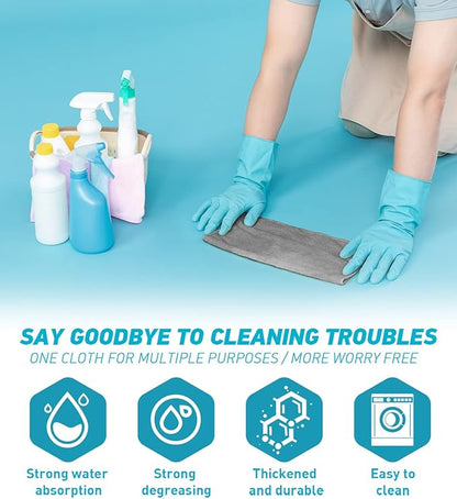 Microfiber Cleaning Cloth Grey-24Pcs (13x13 inch) 2100 Series Ultra Soft Highly Absorbent Rags for Cleaning, Reusable and Lint Free Cleaning Towels for Housekeeping-Machine Wash (Gray)