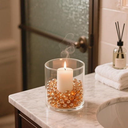 0.96LB Glass Beads Vase Filler Aquarium Gravel Decor Flat Glass Marbles Gems Pebbles Fish Tank Rocks Home Decorative Art Craft - Champagne