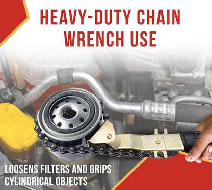 Mytee Products 4 Pack 15" Heavy-Duty Oil Filter Chain Wrench for 4" Diameter Filters – Rivet Locking Mechanism & Ideal for Chain Oil Filter Remover & General Maintenance Tasks