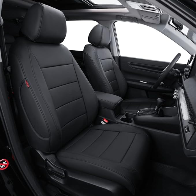 coverdream CRV Seat Covers Custom Fit for 2017-2022 Honda CRV LX,EX,SE,EX-L,Touring,Hybrid(5-Seater Version),Fully Covered Waterproof Leatherette Car Seat Protector (Full Set,Black)