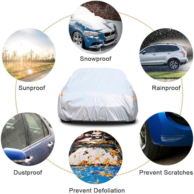 Kayme 6 Layers SUV Car Cover Custom Fit for Dodge Durango (2004-2025) Waterproof All Weather for Automobiles, Outdoor Full Cover Rain Sun UV Protection.Silver