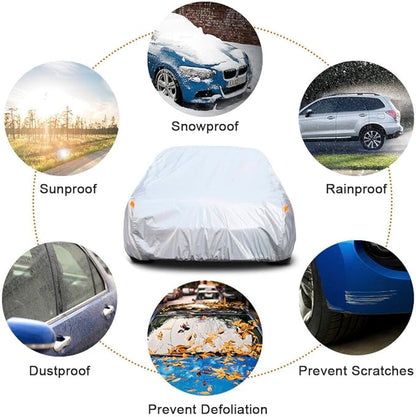 Kayme 6 Layers SUV Car Cover Custom Fit for Dodge Durango (2004-2025) Waterproof All Weather for Automobiles, Outdoor Full Cover Rain Sun UV Protection.Silver