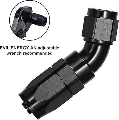 EVIL ENERGY 10AN 45 Degree One Piece Full Flow Hose End Fitting Swivel For CPE Braided Hose