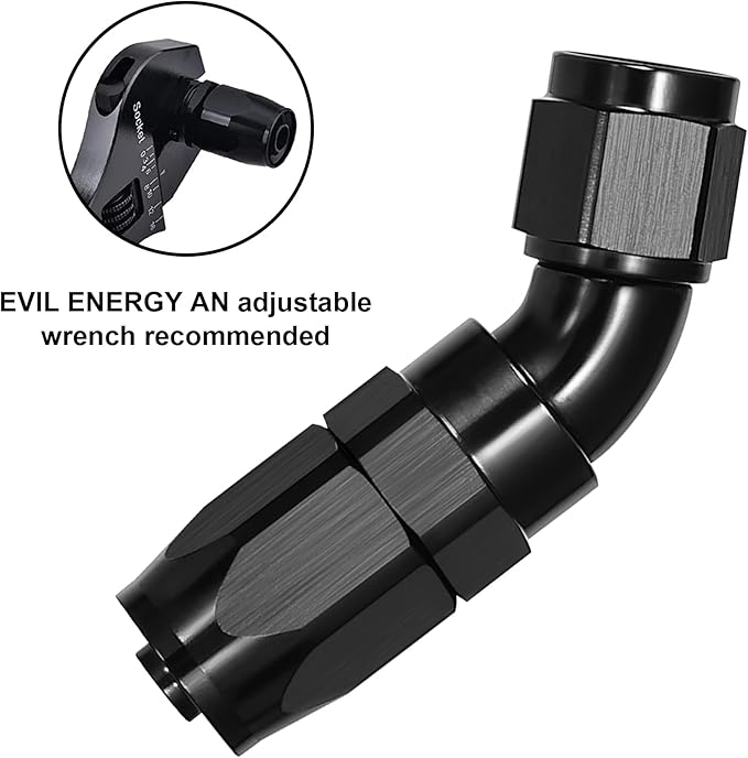 EVIL ENERGY 12AN 45 Degree One Piece Full Flow Hose End Fitting Swivel For CPE Braided Hose