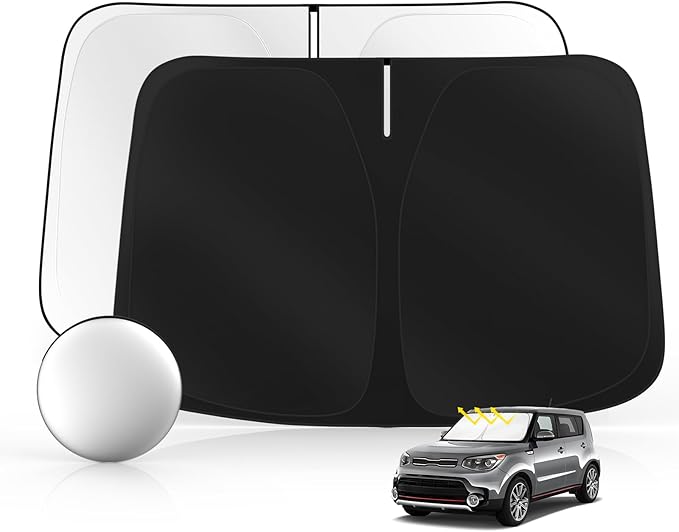 Windshield Sun Shade for Kia Soul 2014-2019 Foldable Sunshade Custom Fit Front Window Car Interior Accessories Protector Blocks UV Rays