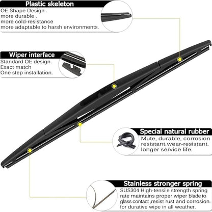 AUTOBOO 16"+16" Windshield Wipers with 12 Inch Rear Wiper Blade Replacement for Jeep wrangler JL 2018 2019 2020 2021 2022 2023-Original Factory Quality (Pack of 3)