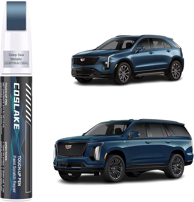 Car Touch Up Paint(Deep Sea Metallic(GXP/WA136H)) for Cadillac, Car Paint Scratch Repair Kit, Quick & Easy Solution to Repair, 2 in 1 Scratch Remover Pen with 2PCS Disposable Micro Applicators