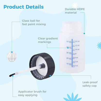 60 Pcs 2 Oz Touch Up Paint Container - Empty Paint Touch Up Bottles with Brush, Safe Lids, and Mixing Balls for Fixing Car Scratches