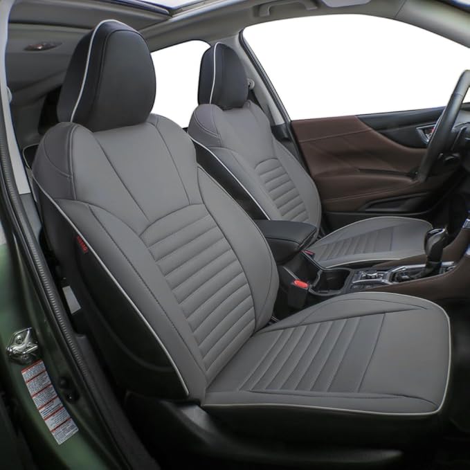 EKR Sportage Seat Covers Custom Fit for KIA Sportage EX/LX/SX 2012 2013 2014 2015 2016 Leather Car Seat Cover Full Set - Faux Leather (Black/Gray)