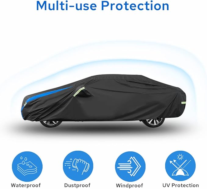 Avecrew Car Cover Waterproof All Weather for Automobiles, Outdoor Heavy Duty Full Exterior Covers for Sedan(186"-193")