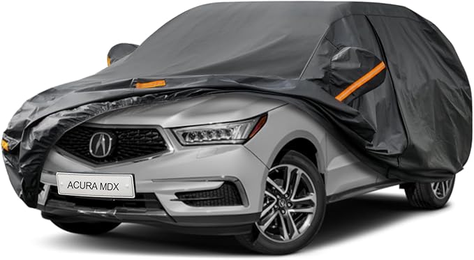 Kayme 7 Layers SUV Car Cover Custom Fit for Acura MDX (2001-2025) Waterproof All Weather for Automobiles, Outdoor Full Cover Rain Sun UV Protection.Black