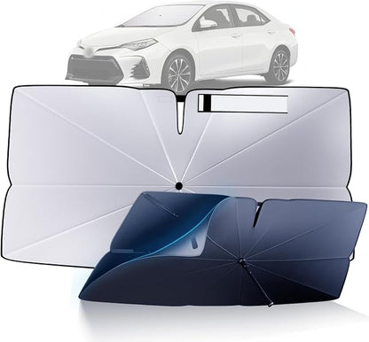 Windshield Sun Shade Umbrella for 2014-2019 Toyota Corolla Accessories: Custom Fit 240T Silver, Double Thickened, Foldable Sunshade Window Sun Visor, Ultimate 99% UV Blocking for L/LE/S/SE/XLE/XSE