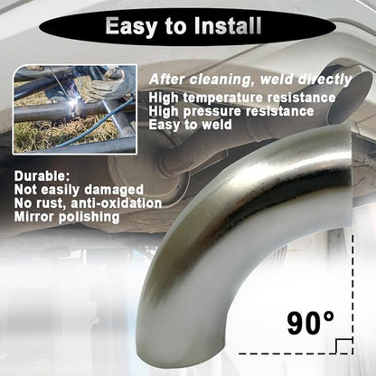 OD 1 Inch 90 Degree Stainless Steel Bend Tube 1” Exhaust Elbow Pipe for Car Modified Exhaust System 1" Piping Silver Tone，Stair Handrail (1pcs)