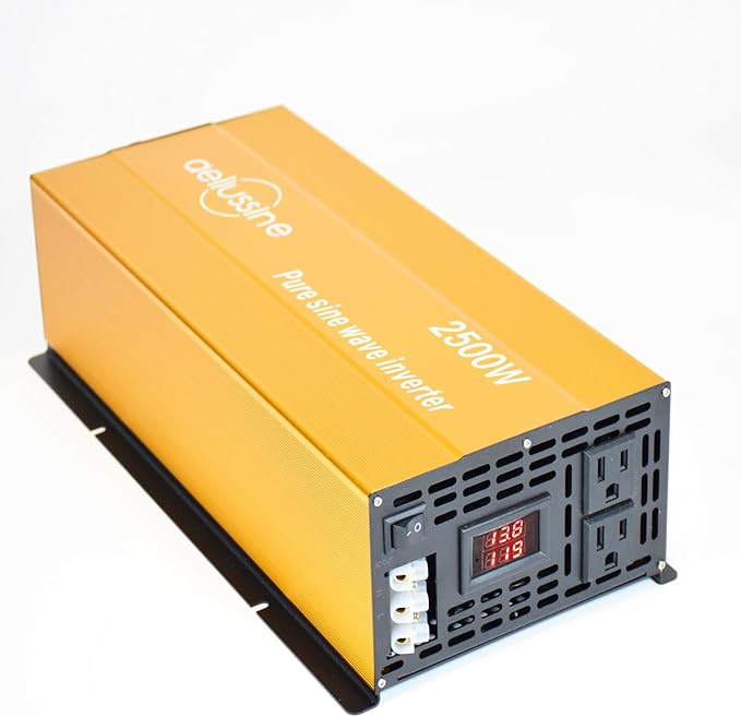 2500W Pure Sine Wave Inverter-36V DC to 110V 120V AC Power Converter with 2 AC Outlets, 36 Volt Power Inverter for Truck, Rv, Camping, Home, Emergency Power