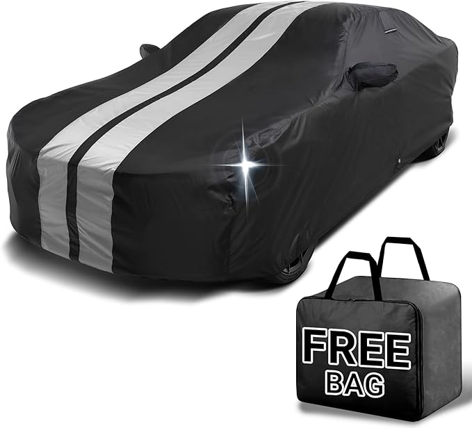 iCarCover Custom Car Cover for Buick Lacrosse (2005-2019) Waterproof All-Weather Rain Snow UV Sun Protector Full Exterior Indoor Outdoor Car Cover (Stripe - Black/Gray)