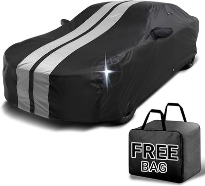 iCarCover Custom Car Cover for Buick Lacrosse (2005-2019) Waterproof All-Weather Rain Snow UV Sun Protector Full Exterior Indoor Outdoor Car Cover (Stripe - Black/Gray)