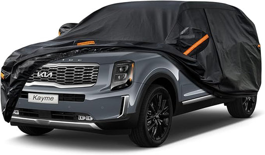 Kayme 7 Layers SUV Car Cover Custom Fit for Kia Telluride (2017-2025) Waterproof All Weather for Automobiles, Outdoor Full Cover Rain Sun UV Protection.Black
