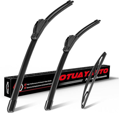 OTUAYAUTO Premium Windshield Wiper Blades - Replacement for Nissan Pathfinder 05-12, Xterra 05-15 - Precision Fit, All-Weather Performance, Front and Rear Wiper Blades, Hook - 24"+18"+12" (Pack of 3)