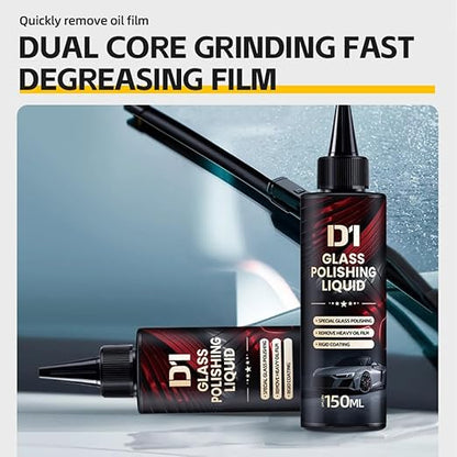 Bianca Glass Polishing Liquid D1, Bomini Car Glass Polishing Compound Windshield Cleaner Glass Oil Film Remover, Anti-Fog Hydrophobic Coating Spray, Scratches, Wiper Marks & Oil Film with Sponge