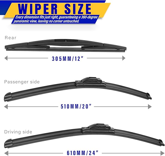 3 wipers Replacement for 2014-2018 BMW X5, Windshield Wiper Blades Original Equipment Replacement - 24"/20"/12" (Set of 3) U/J HOOK